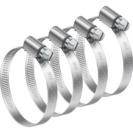 4 Pièces Collier de Serrage, Réglable 50-70mm, Acier Inoxydable 304, Pour Plomberie et Automobile (1/5)