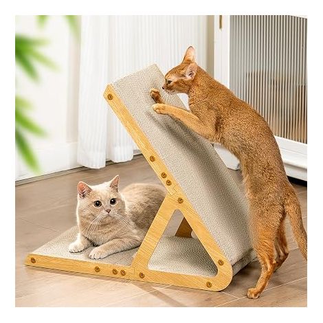 Cat Scratching Post Shape A, Triangular Scraper (Vertical and Flat), Corrugated Cardboard Double Sided, Board for Feline, Furniture Protector, Medium (1/5)