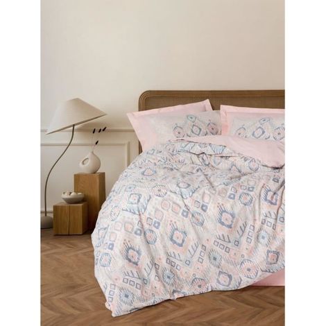 Conjunto de cama - 1 funda nórdica 220 x 240 cm + 2 fundas de almohada 60 x 60 cm - 100% algodón reforzado - Salmón