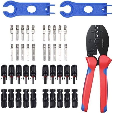 Solar Panel PV Cable Crimper MC4 Wiring Male Connector with Crimping Tool Female Connector Spanner Wrench (1/4)