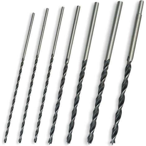 CSPARCV 30 cm langer Holzbohrer-Satz – Spiralbohrer-Satz, Spiralbohrer für Bohrmaschinen, Ø 4–5–6–7–8–10–12 mm x 300 mm (1/4)