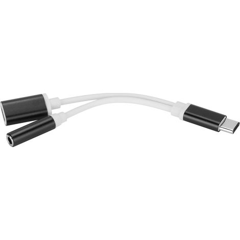 Câble Diviseur Audio et Charge 2-en-1 USB-C vers Jack 3.5mm - Noir (1/5)