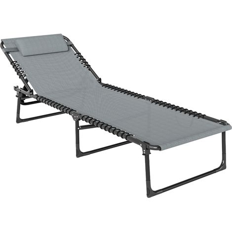 Klappbare Sonnenliege Gartenliege mit Atmungsaktivem Bezug & Metallrahmen - 189x58x30cm Hellgrau (1/5)