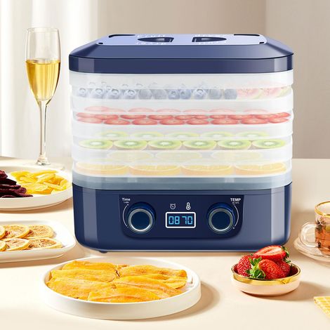 Déshydrateur Alimentaire, 5 Plateaux Réglables en Hauteur, Déshydrateur d'Aliments avec Écran Digital, Déshydrateur Fruits et Legumes avec Température 35-75°C et Minuterie 48H, Sans BPA (1/5)