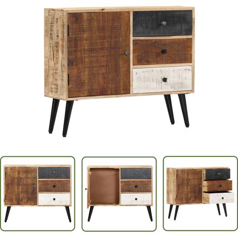 The Living Store Buffet 88x30x73 cm Bois de manguier massif - Buffet - Meuble De Rangement - Mobilier - Bois Massif - Manguier (1/5)