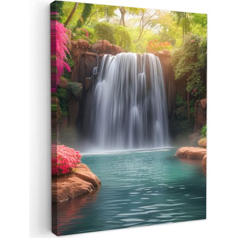 CUADRO EN LIENZO Cascada - Naturaleza - Plantas - Selva - Agua Lienzo 30x40 cm