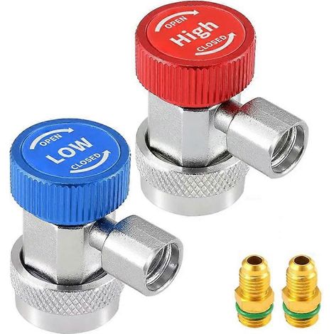 Raccord rapide R134A H/L pour voiture, adaptateur en laiton pour climatisation, manomètre réglable pour réfrigérant. (1/5)