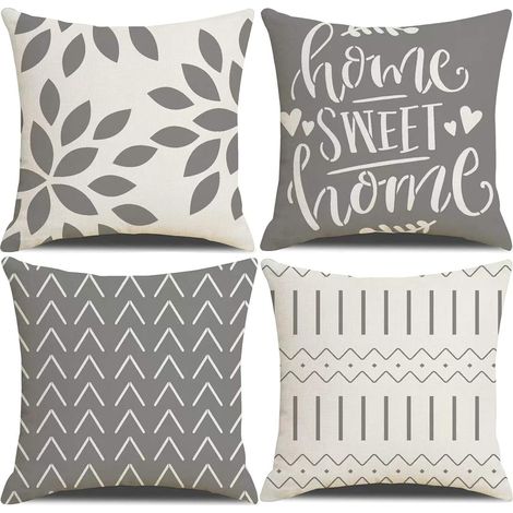 BEBUSINGOTO Kissenbezüge 45 x 45 cm, 4er-Set quadratische graue Kissenbezüge (18 x 18 cm), 4er-Pack für Terrasse, Garten, Wohnzimmer, Sofa (1/5)