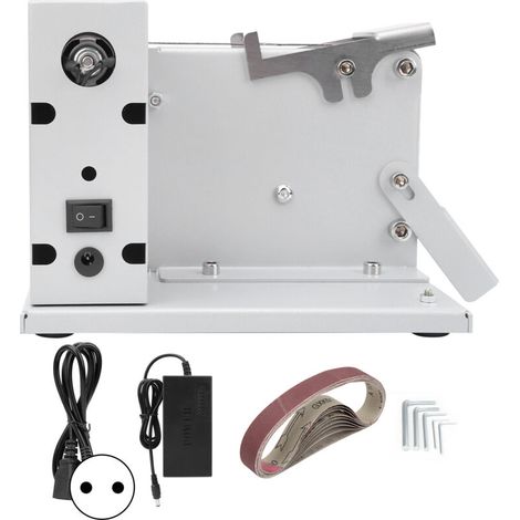 Mini Electric Belt Sander, Belt Disc Sander, Polishing Sander with Integrated Double Bearings and 10 Abrasive Belts, 0-65° Adjustable Angle, 4500-9000 rpm, 26x15.5x15 cm, EU 110-240V (1/5)