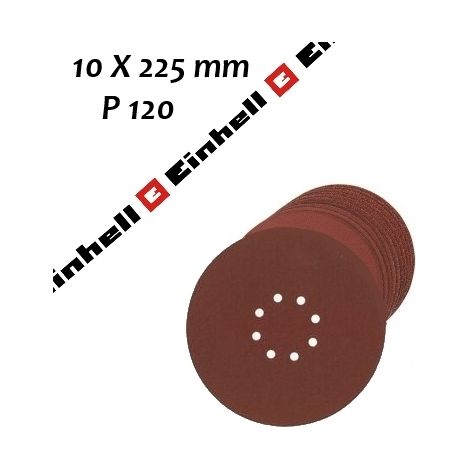 Dischetti abrasivi/dischi carta abrasiva con velcro per smerigliatrice/levigatrice grana 120 225mm 10 pz Einhell