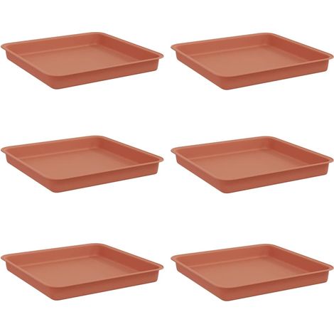 Quadratisches Blumentablett 6 pcs Ziegelrot 18 x 18 x 2 cm vidaXL
