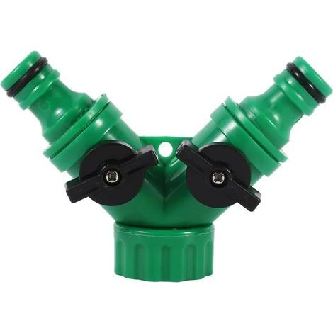 Distributeur de tuyau à 2 voies, raccord de tuyau d'irrigation goutte à goutte avec vanne en Y et adaptateur de robinet avec poignée (1/5)