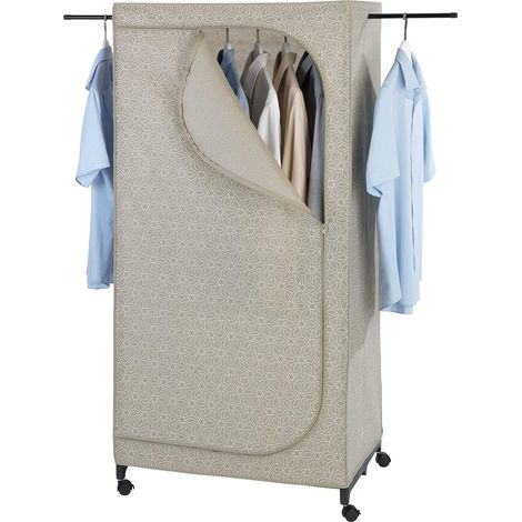 Penderie en Tissu,Penderie Stable,avec tringles,Fermeture éclair sur Toute la Hauteur,Structure métallique Robuste,Charge 10 kg,Polyester,75x160x50 cm,Taupe (1/5)