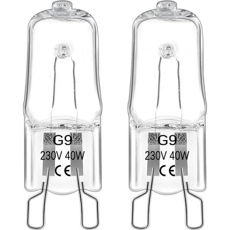 Ampoule de Four Halogène G9 40W 300 Degrés, 230V, Ampoule Halogène Dimmable Blanc Chaud 2800K, 480LM, G9 Lampes halogènes pour Four, Micro-Ondes, Plafonnier, Eclairage D'armoire, Lot de 2 (1/5)