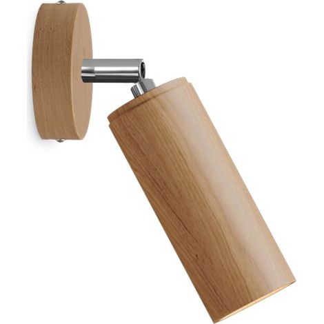 Creative Cables - Fermaluce Wood avec spot en bois orientable et abat-jour Tub-E14 (1/5)