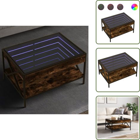 Couchtisch mit Infinity-LED Räuchereiche 70x50x38 cm - Couchtisch - Couchtische - Beistelltisch - Sofatisch (1/5)