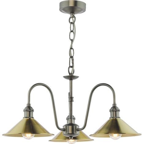 Dar Hadano Suspension Hadano à 3 lumières, chrome antique et laiton vieilli (1/2)
