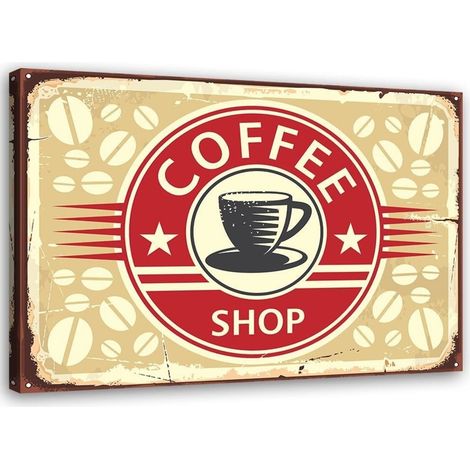 Tableau sur toile Café Panneau Rétro 60x40 (1/4)