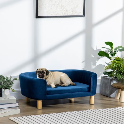 Cama de interior para perros, sofá para gatos o perros pequeños de hasta 10 kg, color azul.