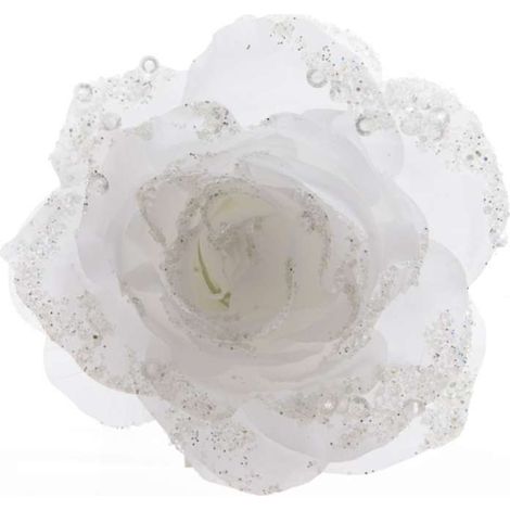 Clip rosa bianca glitterata (1/3)