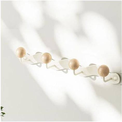 Gancio da parete, appendiabiti, attaccapanni, parete in legno, gancio, gancio appendiabiti porta di entrata - cappotti, cappelli, asciugamani (bianco, 39 cm/13,77 pollici) (1/5)