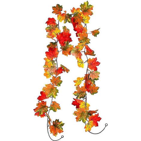 guirlande artificielle de feuilles d'érable en plastique, feuillage d'automne, guirlande suspendue-175x20cm (1/3)