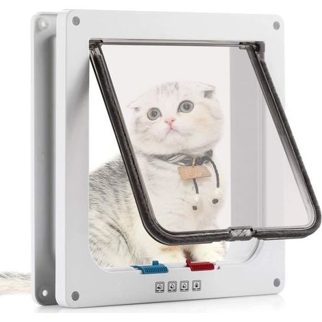 19 x 20 x 5.4cm Chatière pour Chat magnétique, verrouillage à 4 positions, Chatière Silencieux en Feutrine pour Chat Chien -Blanc (1/4)