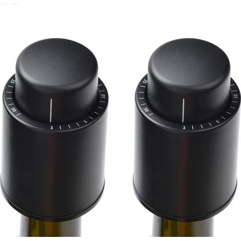 Stopper Botella Vino - Sellado al Vacío - Escala de Fecha - Compatible con Botellas de Vino y Champán - 2 Unidades (1/5)