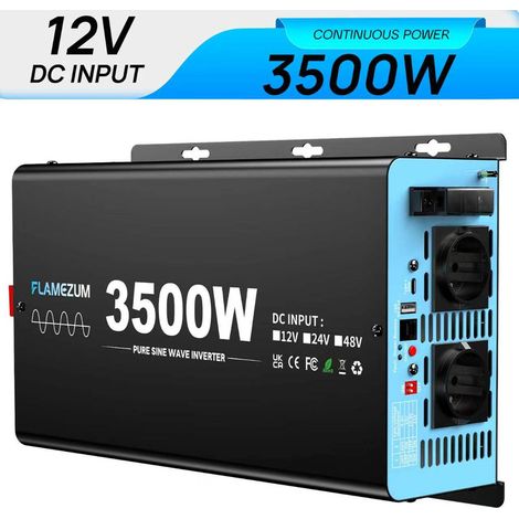 Spannungswandler 12V auf 230V – Reiner Sinus‑Wechselrichter 3500W Dauerleistung 7000W Spitzenleistung – Schutz vor Überhitzung und Kurzschluss (1/5)