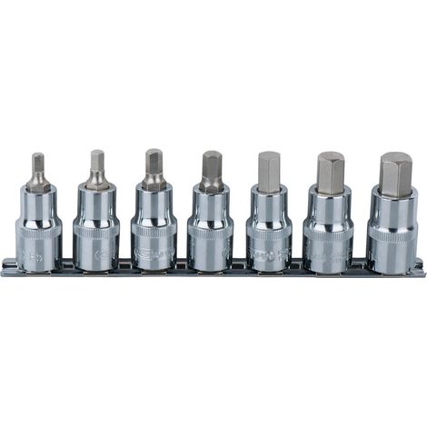 KS Tools 1/2" CHROMEplus Bit-Stecknuss-Satz Innensechskant, 7-teilig 5-14mm,kurz (1/3)