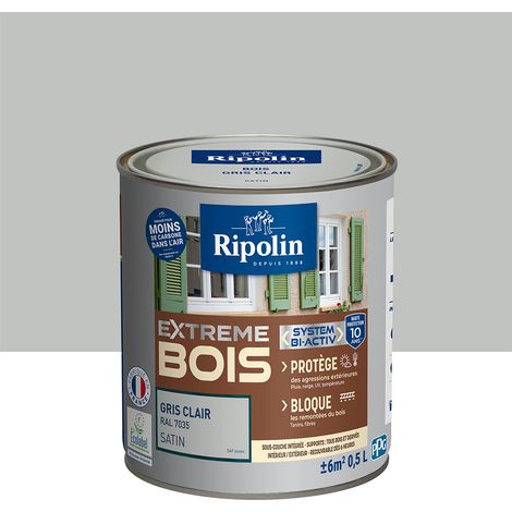 Ripolin – Peinture satinée pour bois intérieur et extérieur – 0,5L – Gris clair RAL 7035 – Haute protection 10 ans contre intempéries et UV (1/5)
