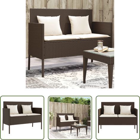 Kissen -  Gartenbank mit Kissen Braun Poly Rattan (1/5)