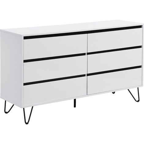 Comò 6 cassetti MDF Bianco e Nero - ABUJA