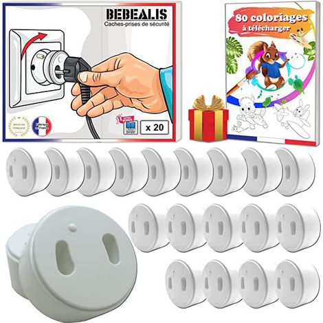 Pack de 20 Protège-Prises Enfant Amovibles [Sans Clé Ni Adhésif] - Sécurité Domestique et Protection Bébé pour Prises Électriques Murales (1/5)