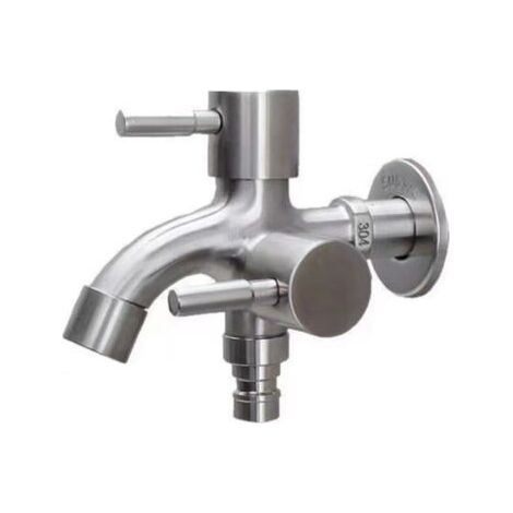 BUNTHAUS Lntyq Robinet double pour machine à laver 1/2, robinet double en acier inoxydable, robinet mural pour machine à laver, robinet extérieur antigel 1/2