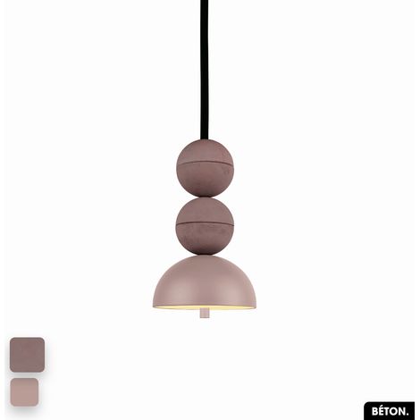 Lampe de suspension en béton - BOSFOR CONCRETE LILAS - ROSE 2 BALLES LED 14W (1/3)