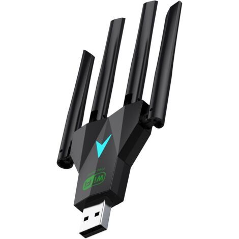 Adaptateur Wi-Fi sans fil pour ordinateur de bureau, adaptateur réseau double bande Wi-Fi USB 1 300 Mbps, 2,4 GHz/400 Mbps, 5 GHz/867 Mbps (1/4)