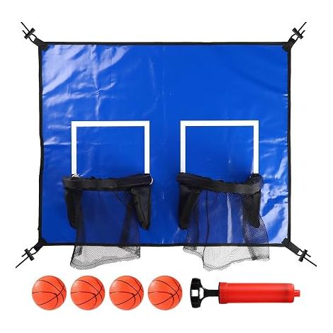 Trampoline Basketball Basket, PVC Material Double Basket Rims Accessories Trampoline Games with 4pcs Mini Balls and 1pcs Inflator (1/5)
