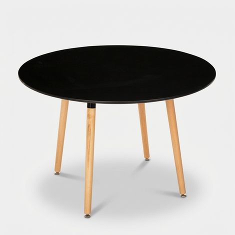 Runder Holztisch Design Holz 100cm Küchenbar Restaurant Moss - Schwarz (1/4)