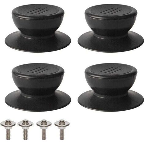 Set di 4 pomelli per coperchio, pomello di ricambio universale per coperchio da cucina, coperchio in vetro, maniglia per coperchio in vetro - nero (1/4)