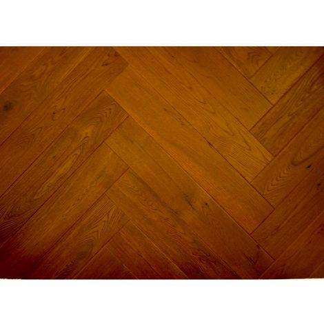 Parquet Massif Chêne Bâton Rompu - Ambassadeur- Havane - Verni- larg. 12.5 cm