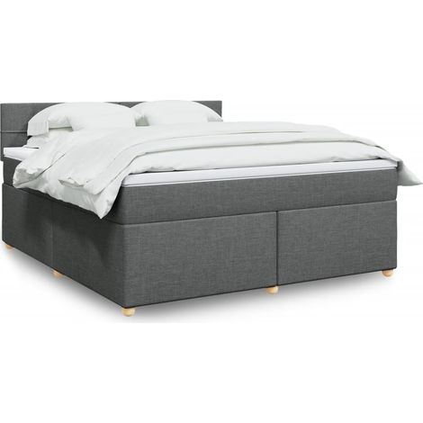 vidaXL Sommier à lattes de lit avec matelas Gris foncé 180x200cm Tissu (1/5)