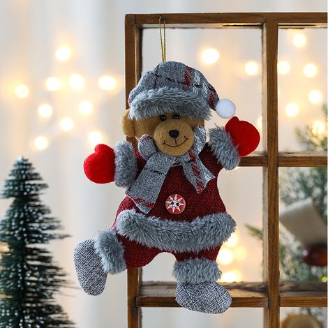 Weihnachtliche Hängepuppe für Zuhause, Partyzubehör, Accessoires mit Kordel, niedliche Elch- und Bärendekorationen, Puppenanhänger für den Weihnachtsbaum, exquisiter, weicher Stoff, Elch- und Schneema (1/3)