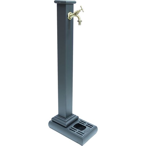 Fonderia Bongiovanni – Fontaine colonne Panarea – Robinet laiton bruni – Acier galvanisé époxy – Hauteur 98 cm – Baignoire 7 cm – Décorations en fonte (1/4)