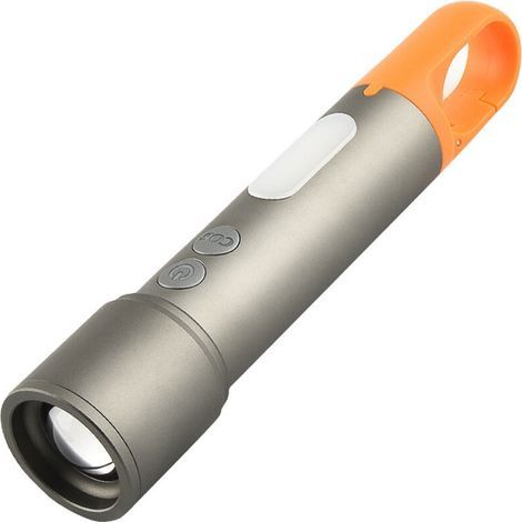 Flashlight, high-brightness zoomable LED flashlight, USB rechargeable, COB keychain work light, multicolor lens with hook, portable for camping, hiking, hunting, emergency tracking (1/5)