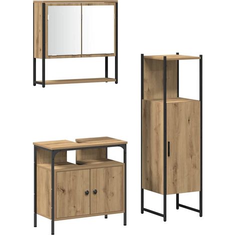 Maison Exclusive - Badezimmermöbel-Set mit Regal mit Tür 3 pcs Br