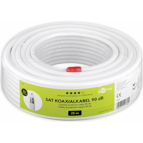 GOOBAY Koaxialkabel 49760, 25 m, weiß, 6,5 mm, CCS, 90 dB (1/2)