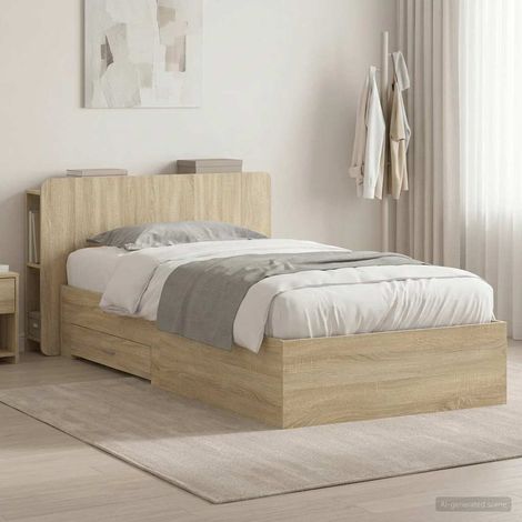 Cadre de lit avec rangement Chêne Sonoma 90 x 190 cm (1/5)