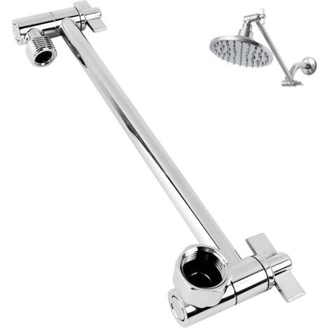 Rallonge Tube de Douche, 278 mm Rallonge de Pomme de Douche Réglable en Acier Inoxydable, Rallonge de Bras de Douche avec Ecrous de Blocage, Raccord Universel