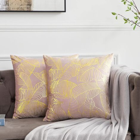 TAISHENGDA-Fodere Per Cuscini 50x50 Cm Velluto Foglie D'oro Fodere Per Cuscini Per Divano Decorativo Fodere Per Cuscini Cuscino Per Divano Camera Da Letto Soggiorno Set Di 2 (1/5)